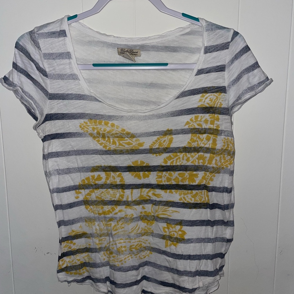 Paisley and striped Scoopneck top
